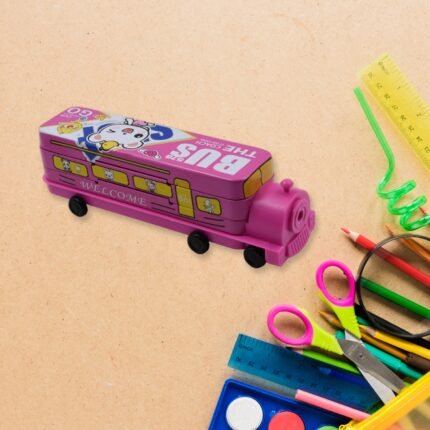 Double Decker Magic Bus Compass Layer Metal Bus Compass Case with Movable Wheels Bus Shape with Tiers Metal Box for children Birthday Party