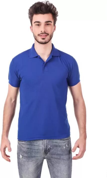 Men's Polo Neck Short Sleeve Casual Tshirt Blue color (Pack of 1)